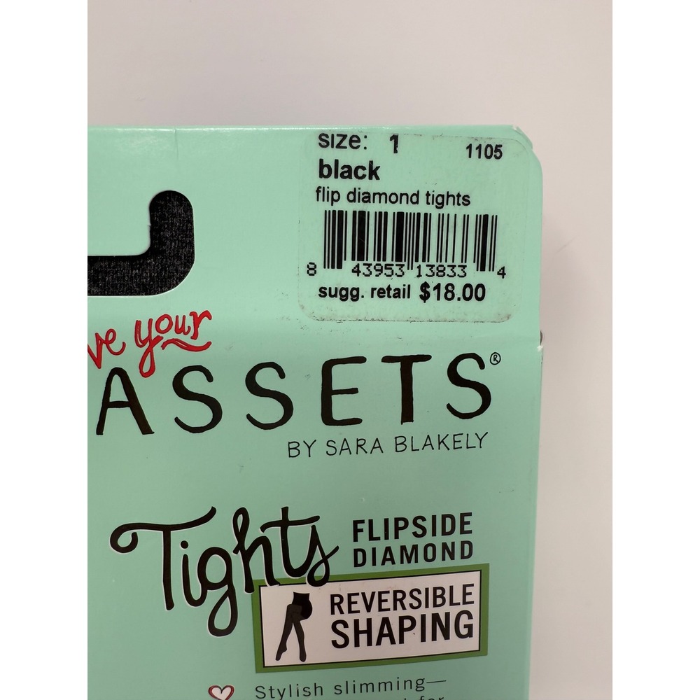 SPANX Love Your Assets by Sara‎ Blakely Black Flip Diamond Tights Size 1 Shaping - Picture 2 of 3